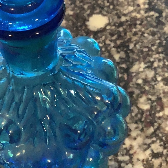 Vintage Grape Blue Glass Decanter - Picture 5 of 9